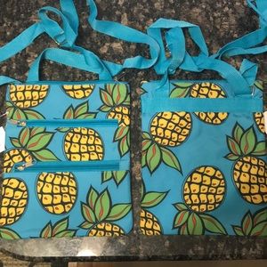 Triple Zip Travel or Mini Purse Pineapple Print